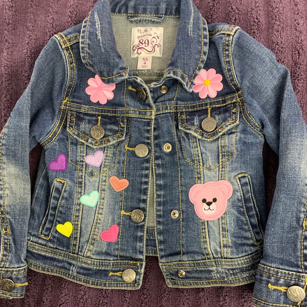 Custom made blue Jean jacket size 4t runs big